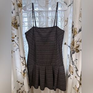 Inspired Hearts Black Plaid Spaghetti-Strap Mini Dress